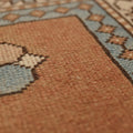 Vintage Niğde Turkish Area Rug 5x8 ft — Brown & Blue Geometric