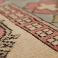 Vintage Niğde Turkish Area Rug 5x7 ft — Beige & Pink Geometric