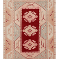 Vintage Muğla Turkish Area Rug 6x8 ft — Red & Pink Geometric