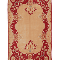 Vintage Uşak Turkish Area Rug 7x11 ft — Beige & Red Floral