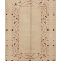 Vintage Muğla Turkish Area Rug 5x8 ft — Beige & Red Geometric