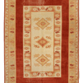 Vintage Muğla Turkish Area Rug 6x8 ft — Red & Beige Geometric
