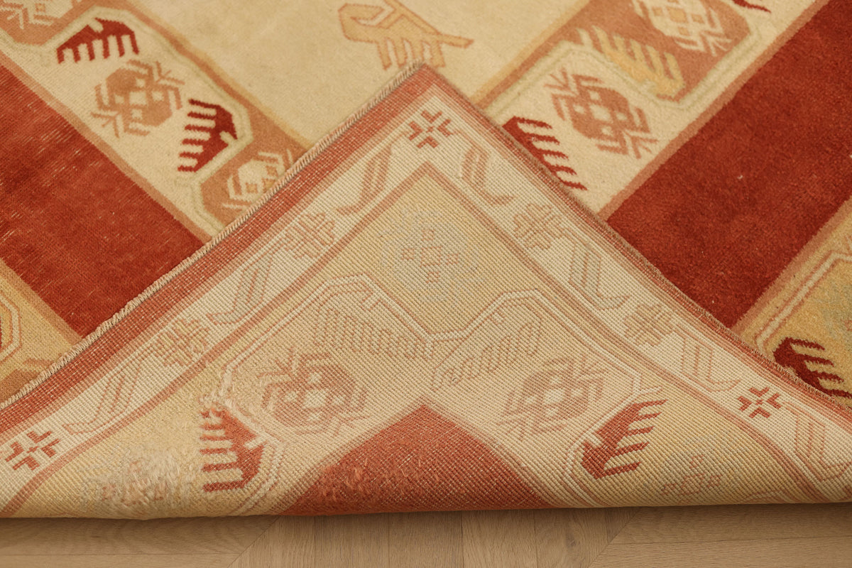 Vintage Muğla Turkish Area Rug 6x8 ft — Red & Beige Geometric