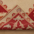 Vintage Uşak Turkish Area Rug 4x7 ft — Beige & Red Floral