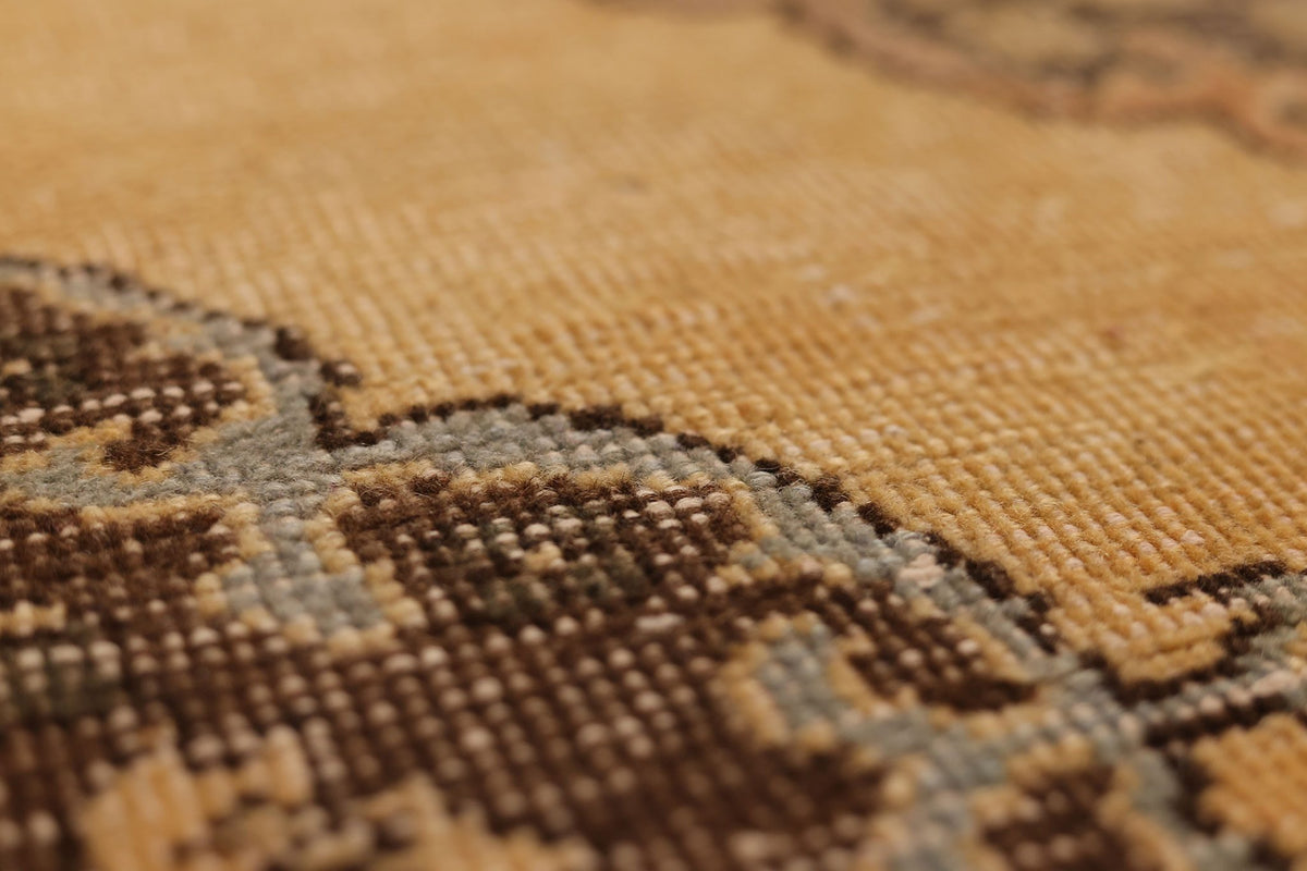 Vintage Konya Turkish Runner Rug 3x12 ft — Beige & Brown Geometric