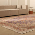 Vintage Isparta Turkish Area Rug 8x12 ft — Blue & Red Distressed