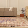 Vintage Isparta Turkish Area Rug 8x12 ft — Blue & Red Distressed