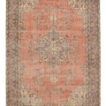 Vintage Isparta Turkish Area Rug 6x10 ft — Orange & Gray Floral