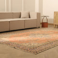 Vintage Isparta Turkish Area Rug 6x10 ft — Orange & Gray Floral