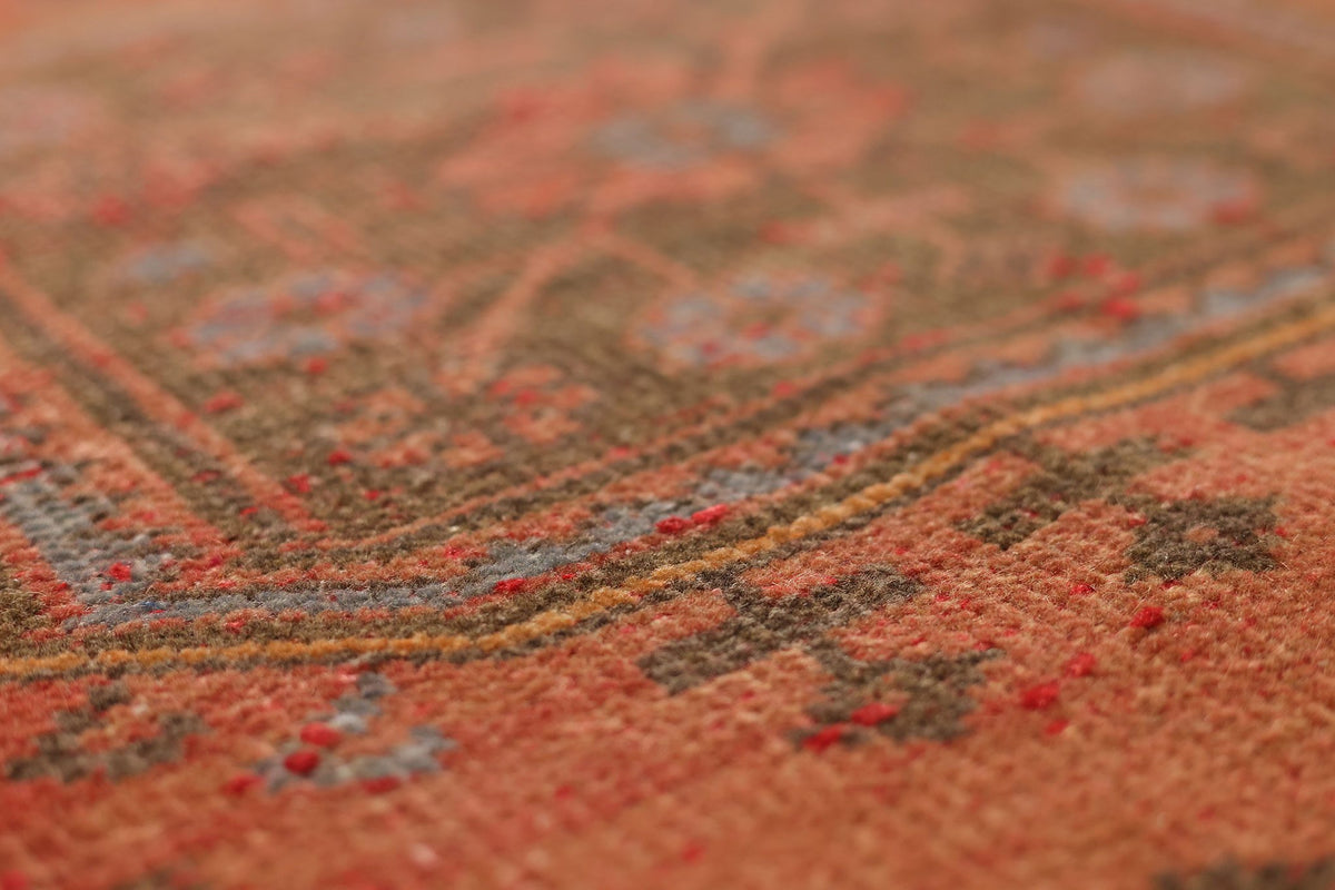 Vintage Konya Turkish Runner Rug 3x11 ft — Red & Brown Floral