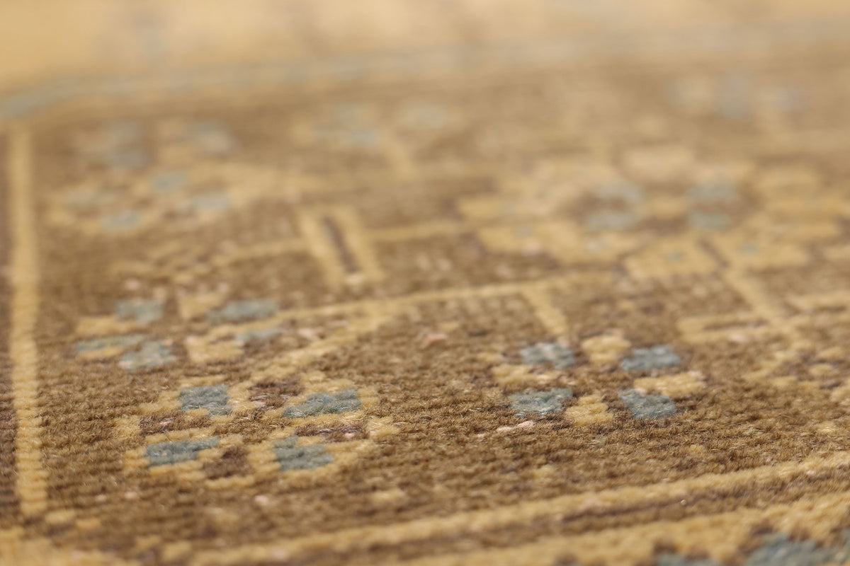 Vintage Konya Turkish Runner Rug 2x10 ft — Beige & Brown Floral