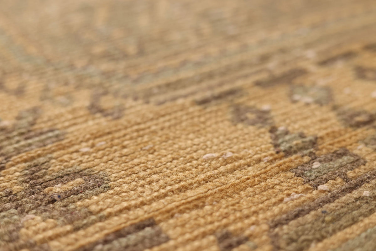 Vintage Konya Turkish Runner Rug 2x11 ft — Beige & Brown Geometric