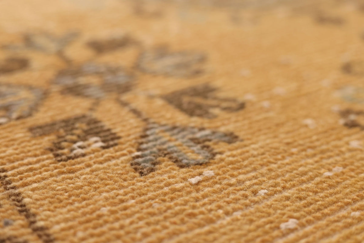 Vintage Konya Turkish Runner Rug 4x12 ft — Beige & Brown Floral