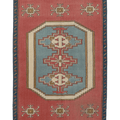 Vintage Nevşehir Turkish Area Rug 4x7 ft — Red & Blue Geometric