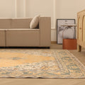 Vintage Isparta Turkish Area Rug 7x11 ft — Orange & Gray Floral