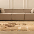 Vintage Van Turkish Area Rug 6x13 ft — Beige & Brown Distressed