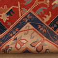 Vintage Uşak Turkish Area Rug 4x6 ft — Red & Blue Floral