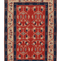 Vintage Uşak Turkish Area Rug 4x6 ft — Red & Blue Floral