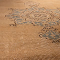 Hand-woven vintage Isparta runner rug in yellow and beige wool with traditional floral patterns.