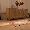 Vintage red floral Isparta runner rug in wool and cotton, 2.2 x 9.3 ft, styled in a bohemian hallway.