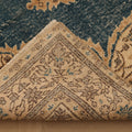 Vintage Isparta Turkish Area Rug 4x7 ft — Blue & Beige Floral