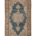 Vintage Isparta Turkish Area Rug 4x7 ft — Blue & Beige Floral