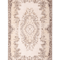 Vintage Isparta Turkish Area Rug 3x6 ft — White & Beige Floral