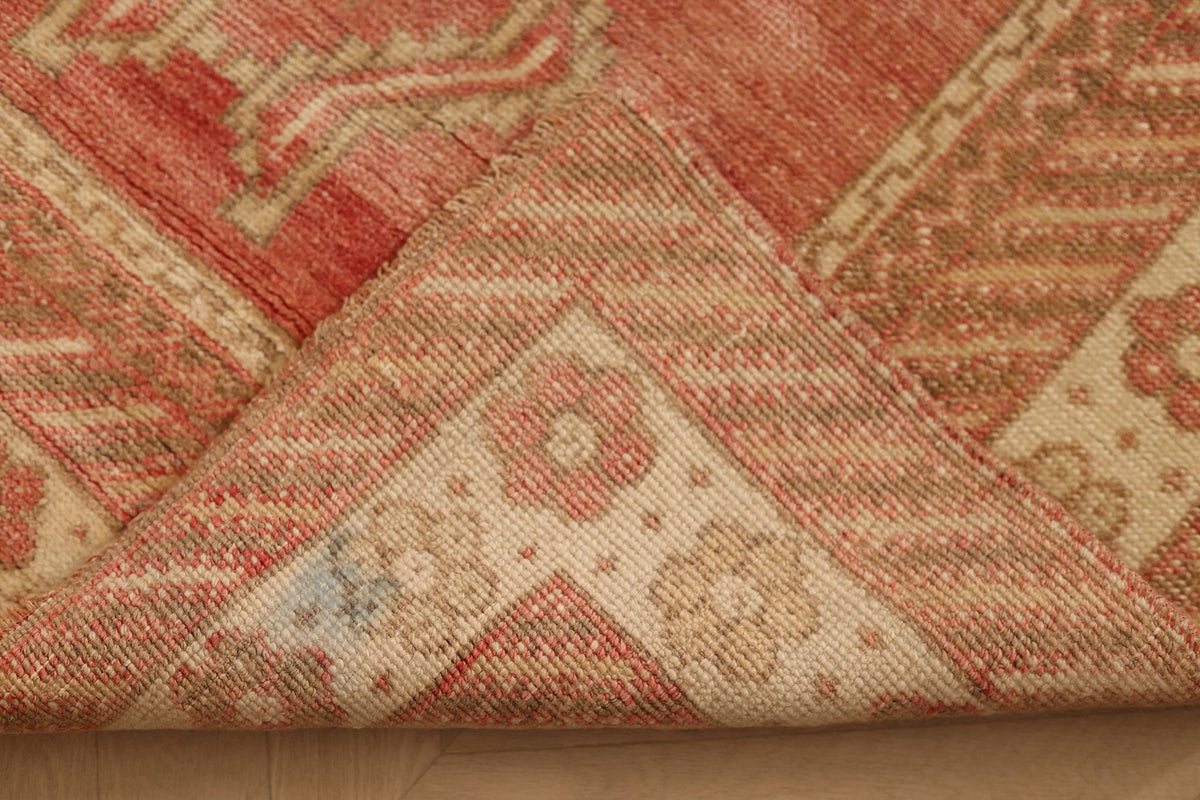 Vintage Malatya Turkish Runner Rug 3x7 ft — Red & Brown Distressed