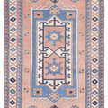 Vintage Niğde Turkish Area Rug 5x8 ft — Brown & Blue Geometric (No. 48973)