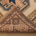 Vintage Nevşehir Turkish Area Rug 4x7 ft — Beige & Blue Geometric