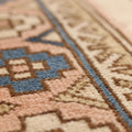 Vintage Nevşehir Turkish Area Rug 4x7 ft — Beige & Blue Geometric