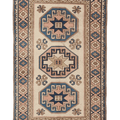 Vintage Nevşehir Turkish Area Rug 4x7 ft — Beige & Blue Geometric