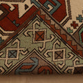 Vintage Nevşehir Turkish Area Rug 4x6 ft — Beige & Red Geometric