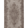 Vintage Isparta Turkish Area Rug 4x7 ft — Gray & Beige Floral