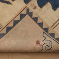Vintage Kars Turkish Runner Rug 4x6 ft — Beige & Blue Geometric