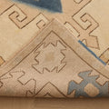 Vintage Kars Turkish Runner Rug 5x7 ft — Beige & Blue Geometric