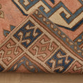 Vintage Nevşehir Turkish Area Rug 4x6 ft — Pink & Blue Geometric