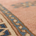 Vintage Nevşehir Turkish Area Rug 4x6 ft — Pink & Blue Geometric