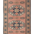 Vintage Nevşehir Turkish Area Rug 4x6 ft — Pink & Blue Geometric