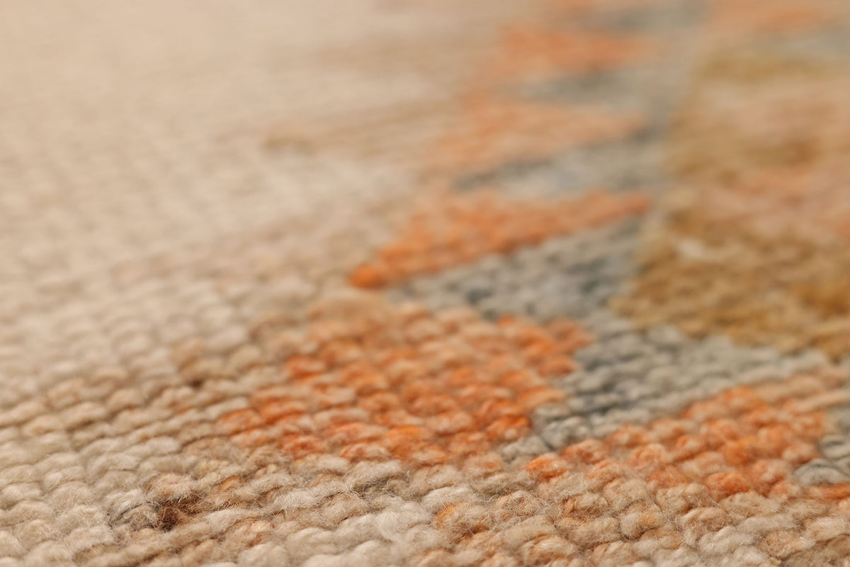 Vintage Uşak Turkish Runner Rug 3x7 ft — Beige & Orange Southwestern