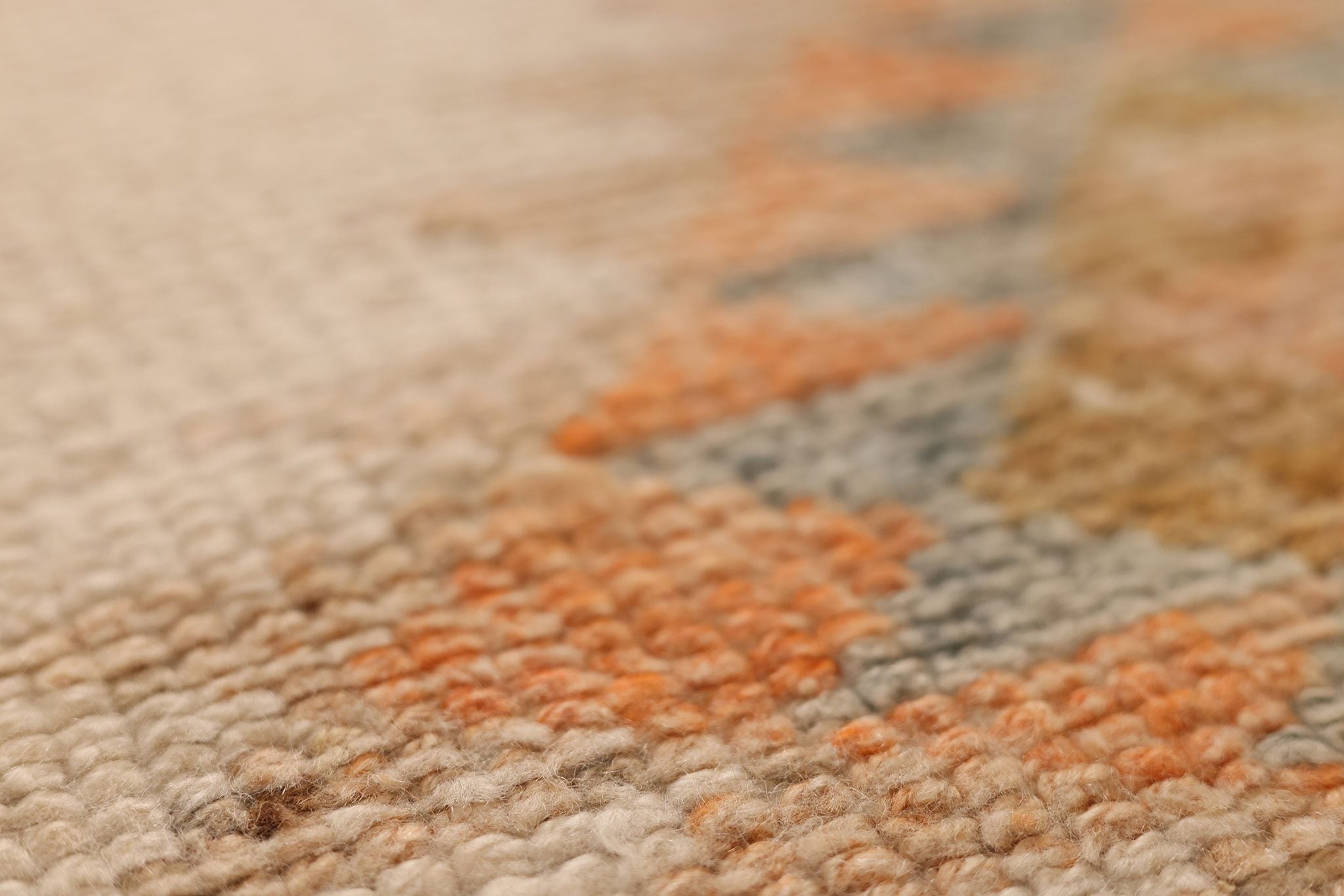 Vintage Uşak Turkish Runner Rug 3x7 ft — Beige & Orange Southwestern