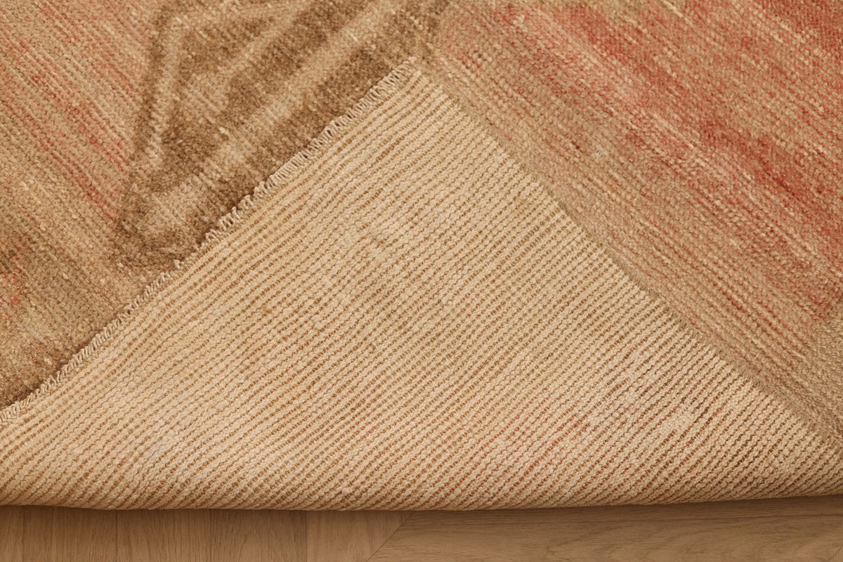 Vintage Malatya Turkish Runner Rug 4x12 ft — Beige & Brown Geometric