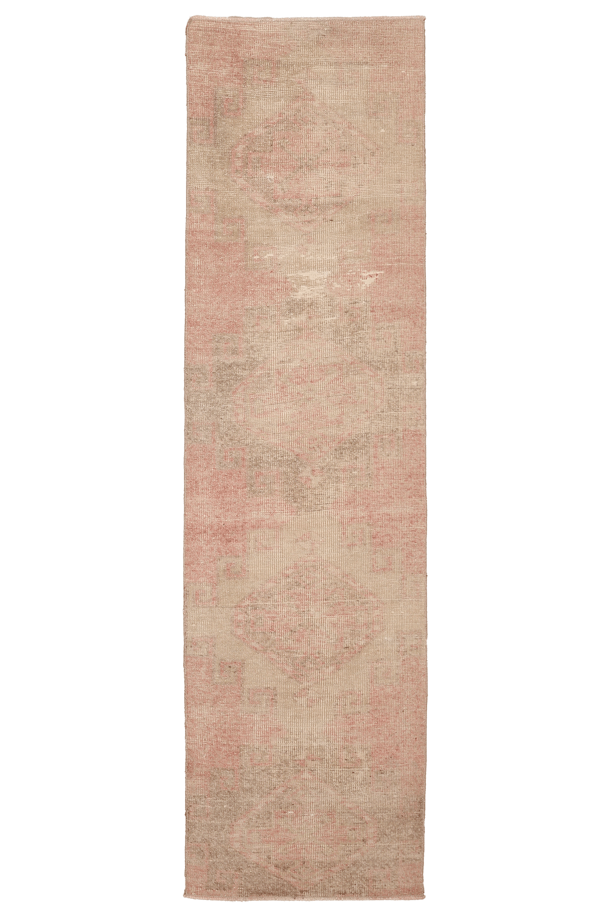 Vintage Malatya Turkish Runner Rug 2x9 ft — Pink & Beige Distressed