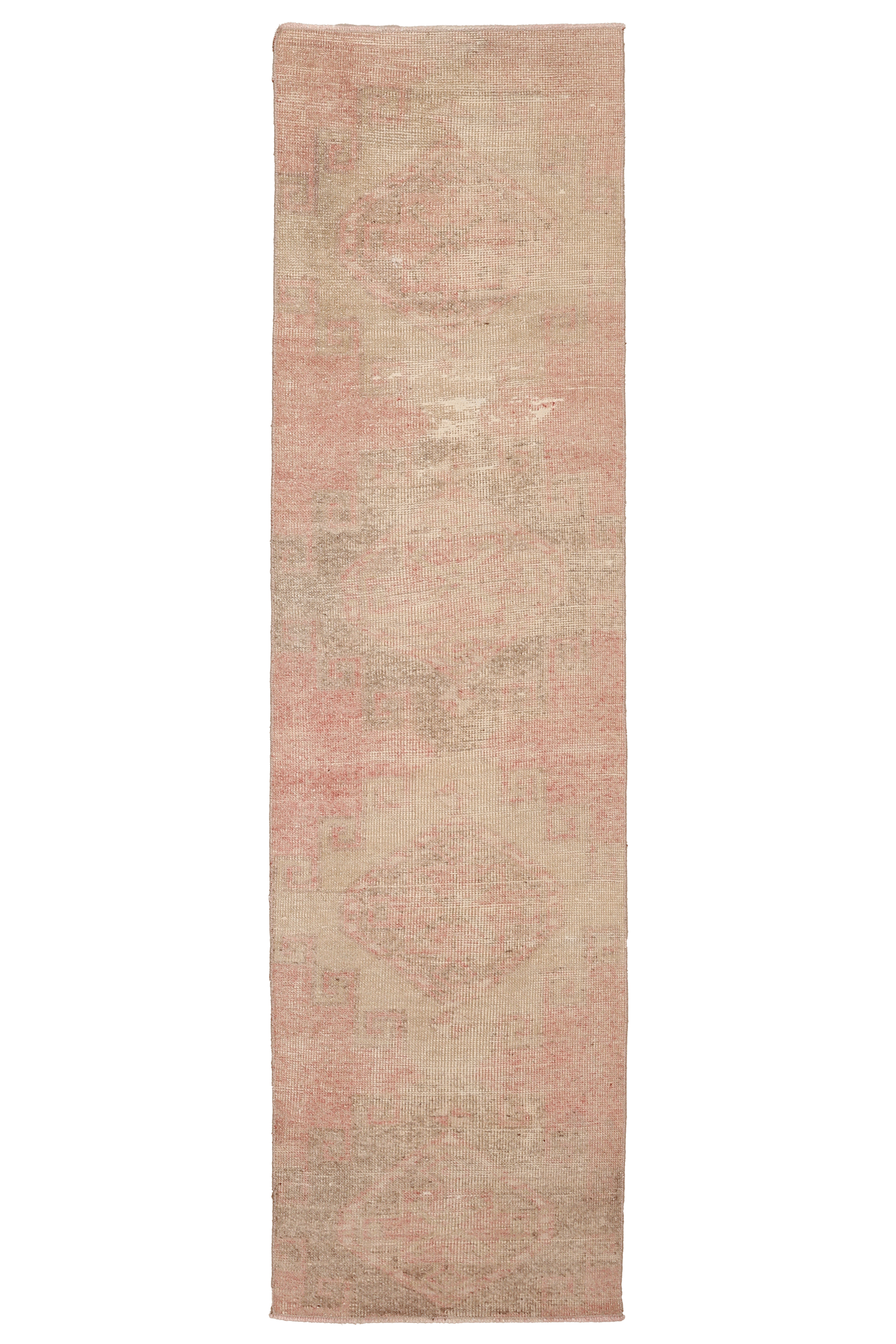 Vintage Malatya Turkish Runner Rug 2x9 ft — Pink & Beige Distressed