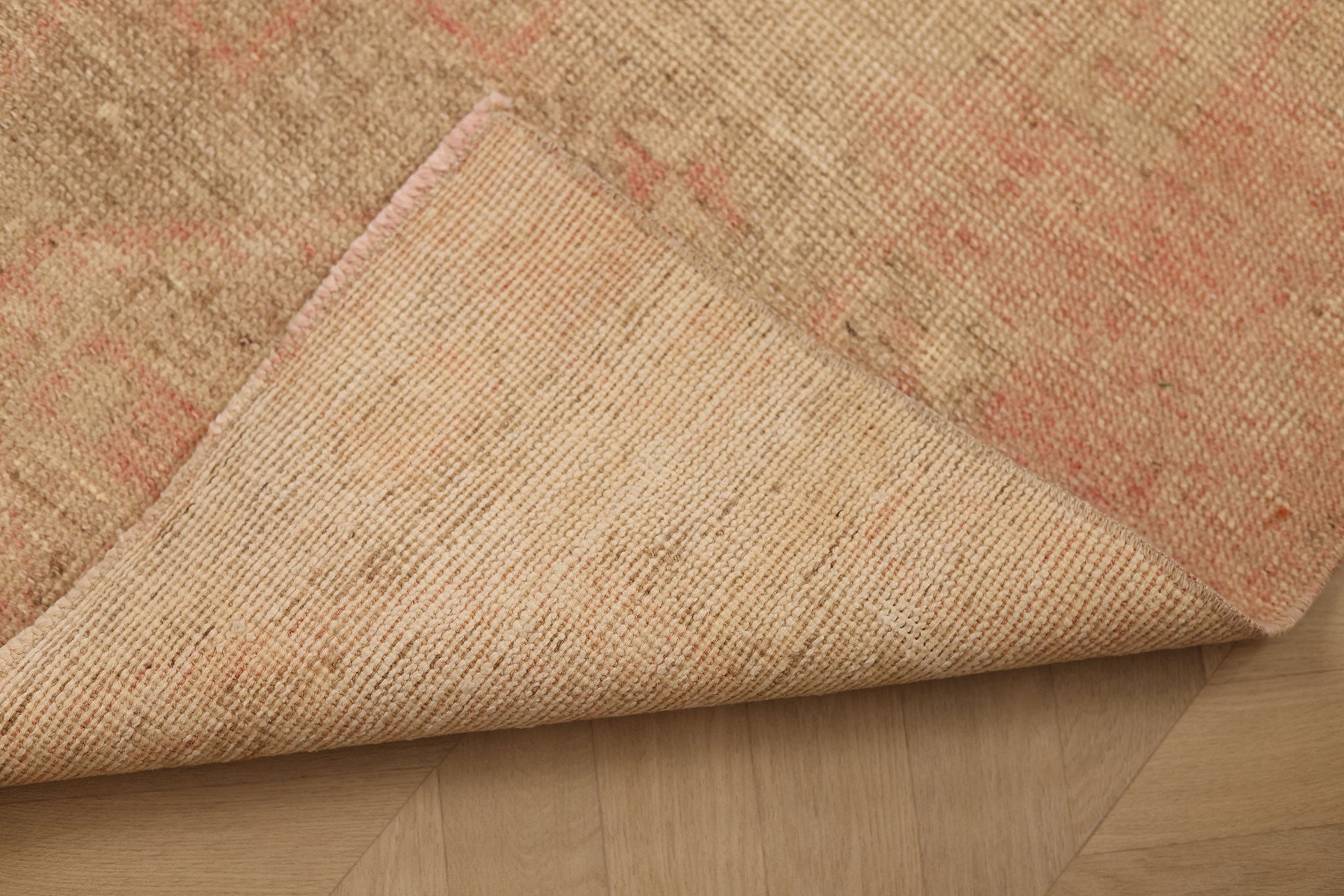 Vintage Malatya Turkish Runner Rug 2x9 ft — Pink & Beige Distressed