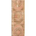 Vintage Malatya Turkish Runner Rug 2x10 ft — Brown & Pink Geometric