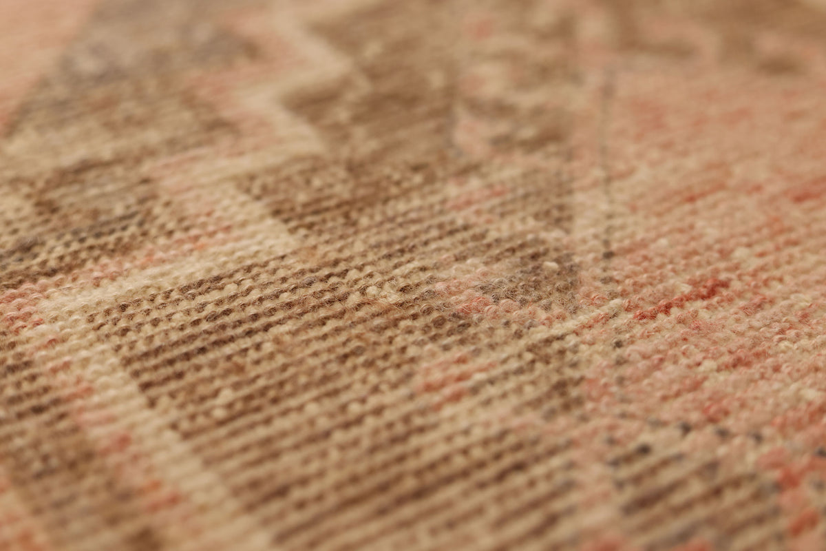 Vintage Malatya Turkish Runner Rug 2x10 ft — Brown & Pink Geometric