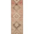 Vintage Malatya Turkish Runner Rug 2x11 ft — Beige & Pink Geometric