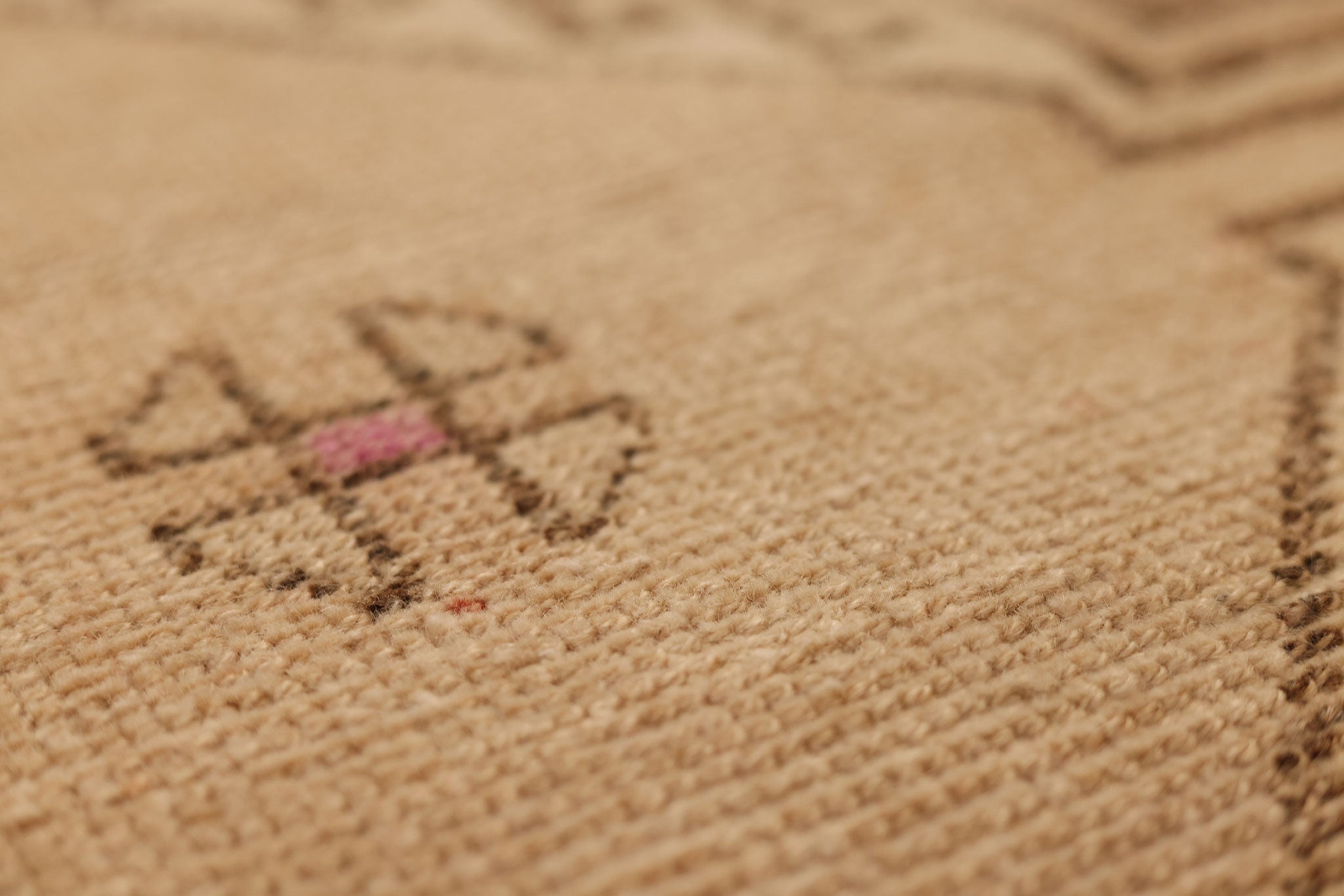 Vintage Malatya Turkish Runner Rug 2x11 ft — Beige & Pink Geometric