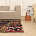 Vintage Turkish Area Rug 5x7 ft — Red & Blue Patchwork